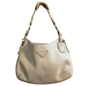 Prada Daino Rope Knot Shoulder Bag Off White Pebbled Leather Authentic